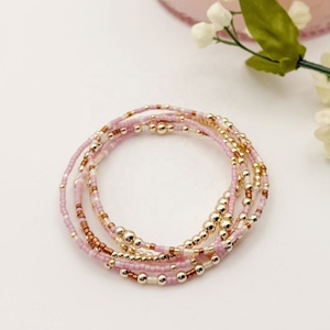 Bracelet extensible fait main, ensemble de bracelets extensibles en perles de rocaille, bracelets perlés colorés faits à la main, bijoux élastiques empilables pour femmes - Product Image 2