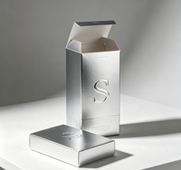 Boîte en carton argenté avec gaufrage UV, emballage cosmétique plat pour lotion