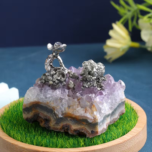 Wholesale Natural Amethyst Cluster Miner Creative <b>Crystal</b> Small Ornaments Nordic Style Handicrafts Home Office Decoration - Product Image 2