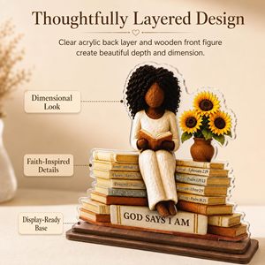 Panneau de bureau religieux en bois « Dieu dit que je suis », décoration pour salle de prière, cadeau chrétien pour femmes, mamans et adolescentes - Product Image 6