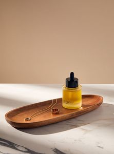 Plateau à parfum élégant en bois massif ADC, plateau décoratif pour la vanité, la salle de bain, la cuisine, le bureau - Product Image 1