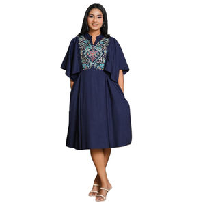 Vestido Corto de Rayón Pesado Bordado de Alta Calidad para Mujer, Ropa al por Mayor para Boutique - Product Image 1