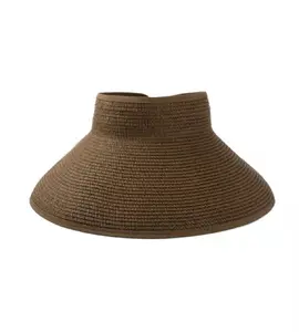 Zg chapéu feminino de palha dobrável, chapéu de sol de aba larga e proteção uv para mulheres, verão