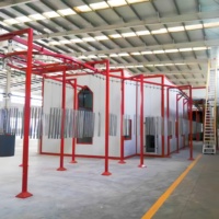 Peralatan Penyemprotan Otomatis Penuh Terkendali PLC untuk Lini Pelapisan Bubuk dengan Oven Pengeringan Elektrostatik dan Bilik Semprot untuk Kabin