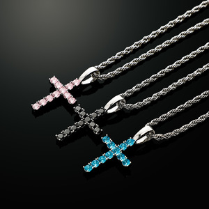 Collar Retro con Cruz de Circonita Transparente 2P22040009, Colgante Moderno con Cruz de Circonita Cúbica - Product Image 1