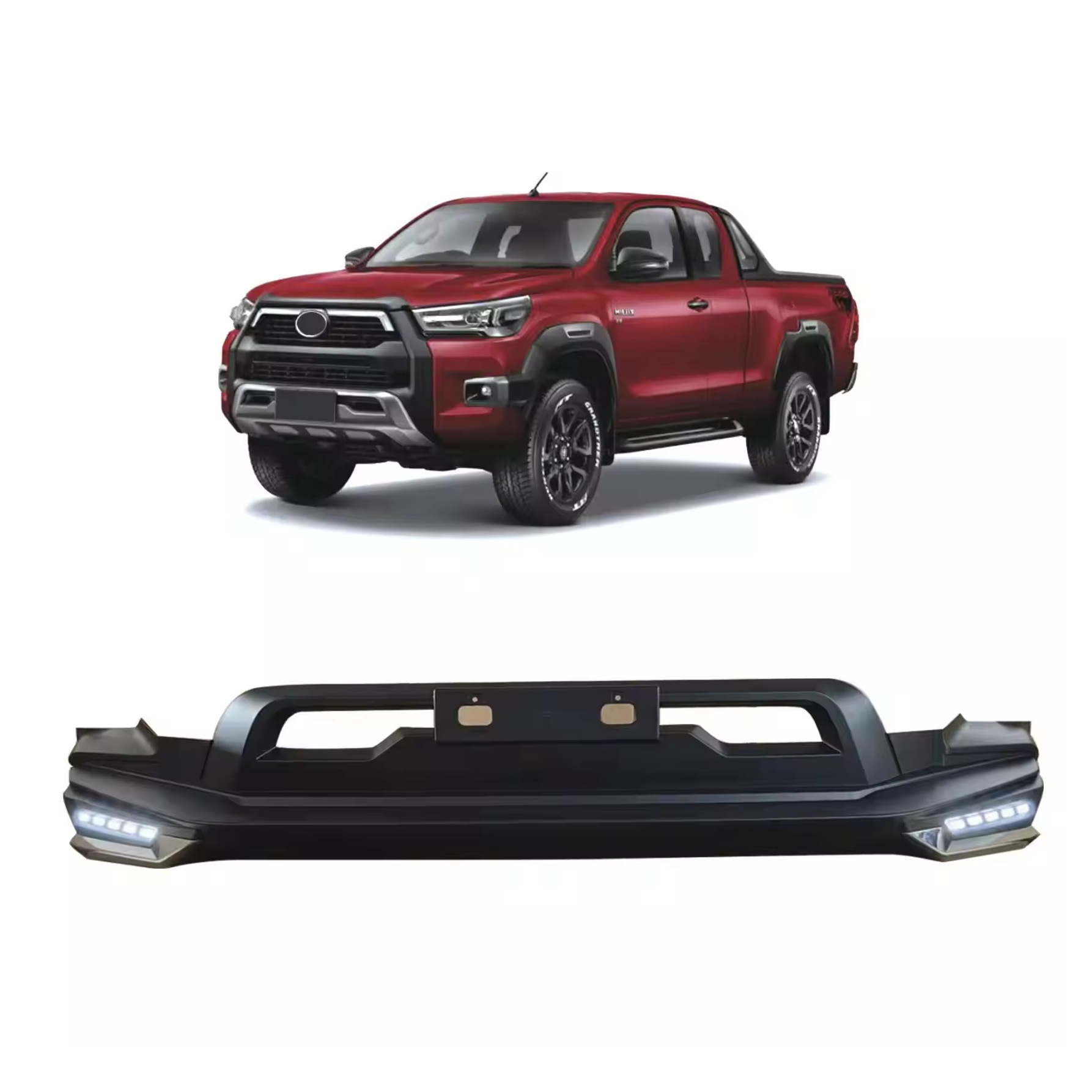 Toyota Hilux Winch Bumper - Matte Black Screw-on Tow Hook