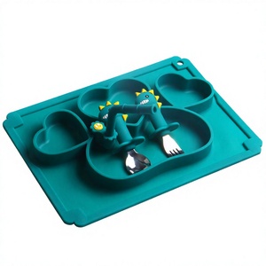 Vente directe usine : Ensemble d'alimentation pour enfants en silicone – <span class=keywords><strong>Assiette</strong></span> et bol à ventouse intégrés, incassables et compartimentés pour bébés - Product Image 1