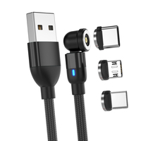 360 Rotation 180 Pliage 3 en 1 Cordon de chargeur de téléphone portable USB vers Type C & Micro USB & i-Product Câble de charge rapide magnétique
