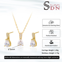 Offre Spéciale – Parure de Bijoux Luxe en Argent Sterling 925 Plaqué Or avec Zircon Cubique Taille Poire – Boucles d'Oreilles et Collier pour Femme