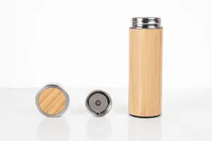 2023 ขายร้อนเหล็กเป็นมิตรกับสิ่งแวดล้อมขวดน้ําไม้ไผ่ย่อยสลายได้ไม้ไผ่เครื่องดื่มชา Infuser ขวดน้ํากาแฟ BPA ฟรี