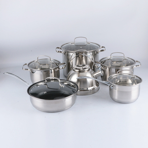 5 Lớp Dưới 12 Pcs Thép Không Gỉ Đồ Nấu Nướng Nồi Đặt Hộ Gia Đình Chất Lượng Cao Nồi Đặt Với Thủy Tinh Có Nắp Đậy Và Ấm Đun Nước - Product Image 6