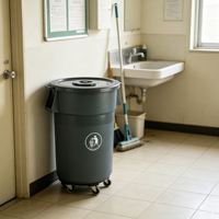 Conteneur à déchets en plastique hygiénique et durable de grande capacité (180 L) avec double couvercle et roues pour l'élimination des déchets alimentaires dans la cuisine