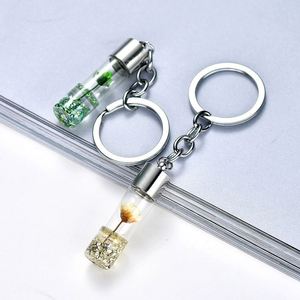 Dried Flower Glass Bottle Pendant Keychain Forest Style Preserved Flower <b>Key</b> Ring Bag Charm Wholesale - Product Image 2