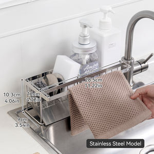 Escurridor de Esponjas y Paños de Acero Inoxidable 304 45 °   Escurridor de Fregadero en Ángulo con Toallero de 9 cm, Ahorro de Espacio para Espacios Estrechos - Product Image 4