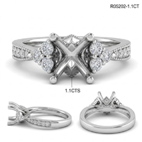 Bague de fiançailles/mariage classique en or blanc 18 carats massif avec pavé de diamants naturels véritables, semi-monture, sur mesure, cadeau de mariage/anniversaire