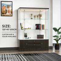 Vitrine de présentation de trophées en verre trempé de 8 mm, éclairée par LED, robuste, verrouillable, à 3 niveaux, pour magasin de détail