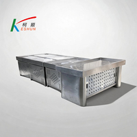 Comptoir de présentation commercial robuste en acier inoxydable pour poisson et viande, facile à assembler, anti-rouille, pour épicerie et marché, table de traitement des produits frais