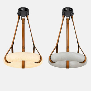 Accesorio de decoración interior, círculo redondo nórdico, dúplex, anillo de iluminación de mármol moderno nórdico, lámpara colgante de alabastro - Product Image 5