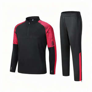 Survêtement unisexe, haut d'entraînement à demi-zip, veste à manches longues, 100% polyester, taille élastique, vêtements de sport d'extérieur automne-hiver - Product Image 1