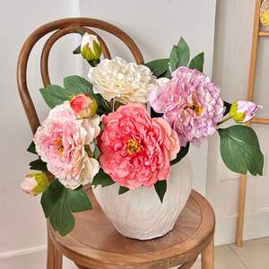 Arreglo de Flores de Peonía Artificiales, Flores de Seda de Alta Simulación, Decoración para Bodas y Hogar, Duraderas - Product Image 1