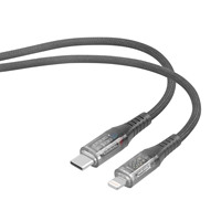 Kabel USB-C ke 8-PIN Nylon Braid Ladekabel OEM, Pengisian Cepat 27W, Tembaga Murni, dengan Layar LED untuk iPhone 14 13