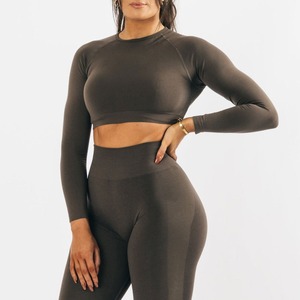Ensemble de pantalons unisexes à manches longues pour le fitness, jacquard latéral lisse au toucher, sans couture - Product Image 4