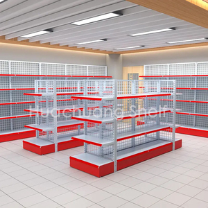 חם פופולרי סופרמרקט מדף מתכת תצוגת קיר מתלה מצרכים חנות קמעונאית מיני מארט מדפי רשת תיל גונדולה מתלה במלאי - Product Image 3