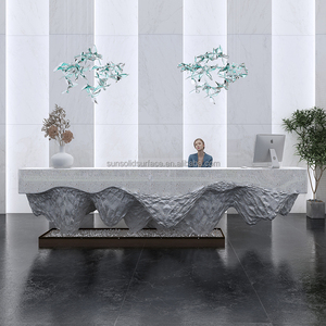 Mostrador de Recepción LED con Forma Fantástica, Mostrador de Recepción en Forma de L para Oficina, Salón de Belleza - Product Image 4