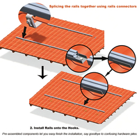 Kits de montage solaire à 2 modules, système de fixation complet avec rails en aluminium, serre-câbles et crochets pour toits en tuiles, ardoises et toits inclinés