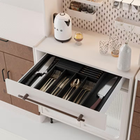 Organisateur de tiroir extensible en bambou noir W12.820.2" x L16 x H2 avec porte-couteaux