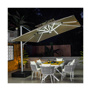 Parasol de jardin d'extérieur, résistant au vent, stable, 11x7cm, jaune, blanc, <span class=keywords><strong>solaire</strong></span>, parasol, pare-soleil - Product Image 2