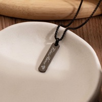 Collar de Acero Inoxidable con Logotipo Grabado a Láser Personalizado al por Mayor, Colgante de Etiqueta Rectangular Minimalista en Cadena de Cable
