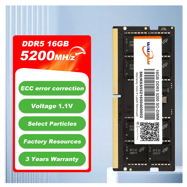 WALRAM DDR5 8GB SODIMM 288 Pin Notebbok Laptop Memoria Module Rams 4800MHz 5200MHz 5600MHz 6000MHz