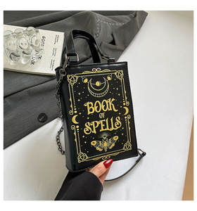 Hot Selling Halloween PU Leather <strong>Small</strong> Square Phone Shoulder Bag Custom Gothic <strong>Black</strong> Style Funny Magic Book Chain <strong>Handbag</strong> - Product Image 4
