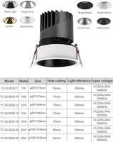 Spot encastré LED Ecolux CE ETL SAA réglable pour salon, chambre, bureau, éclairage intérieur, 12W, aluminium