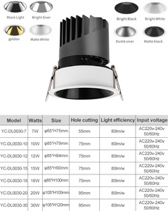 Ecolux venta al por mayor luz descendente ajustable interior sala de estar dormitorio Oficina iluminación foco 12W aluminio empotrado Led foco - Product Image 3