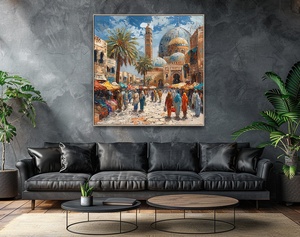Peintures à l'huile modernes personnalisées, peintes à la main, traits de pinceau, rue de la ville, marché, <span class=keywords><strong>architecture</strong></span> arabe, impressions sur toile pour projets artistiques - Product Image 5
