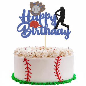 Tema de béisbol Cake Topper Deportes Feliz cumpleaños Pastel Decoración Jugador de béisbol Suministros para fiestas Tema deportivo Decoración de cumpleaños - Product Image 1