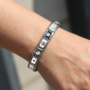 Italian Modular <b>Bracelet</b> Stainless Steel <b>Flower</b> Smiley Face Design DIY Detachable Charm <b>Bracelet</b> Unisex Gift Spring 2026 - Product Image 2