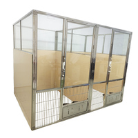 Cage pour chien en acier inoxydable avec porte en verre, couleur personnalisée, panneau latéral et dimensions sur mesure, cages et maisons pour animaux de compagnie