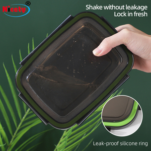 กล่องข้า<span class=keywords><strong>ว</strong></span>สแตนเลส 304 ขนาด 1800 มล. แบบขายส่ง ใช้ซ้ำได้ ฝาปิดกันรั่วพร้อมฝา <span class=keywords><strong>PP</strong></span> - Product Image 3