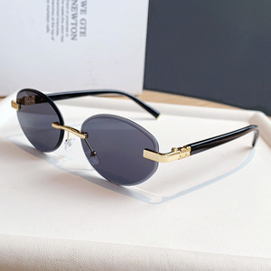 Gafas de Sol sin Marco Estilo Europeo Americano, Metal Dorado, UV400, Protección Solar para Mujer, Deportes al Aire Libre, Ciclismo, Conducción - Product Image 2
