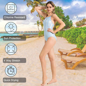 Traje de Baño de Una Pieza para Mujer con <span class=keywords><strong>Espalda</strong></span> <span class=keywords><strong>Descubierta</strong></span>, Tejido Elástico de Secado Rápido y Diseño de Tirantes Delgados para Actividades Costeras - Product Image 3