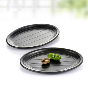 A5 round <b>plate</b>, hotel restaurant Japanese-style dish <b>plate</b>, Japanese black frosted oval creative <b>plate</b>, <b>melamine</b> tableware. - Product Image 2