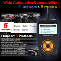 Escáner OBDII/EOBD Negro V319, Lector de Códigos, Detector de Fallas de Automóviles de 12V y Herramienta de Diagnóstico OBD2 para Automóviles