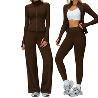 Ensemble 2 pièces décontracté automne-hiver, uni, respirant, fermeture éclair, coupe-vent, chaud, velours, pour la course à pied en plein air, le fitness, le sport