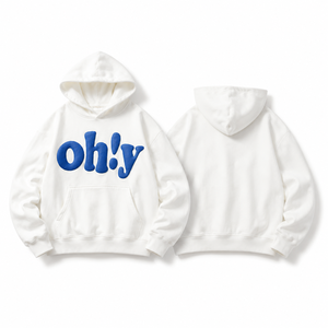 Sweat-shirt à capuche surdimensionné blanc personnalisé avec impression 3D en relief, style streetwear, logo imprimé en mousse, OEM - Product Image 2