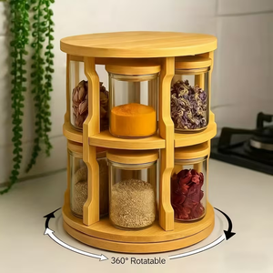 Portaspezie in Bambù Personalizzato, Portaspezie Girevole a 360° in Legno di Bambù per Cassetti - Product Image 3