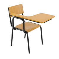Chaise d'étudiant au design moderne avec tablette d'écriture intégrée, en bois de contreplaqué durable, pour le croquis et la formation, avec structure en métal