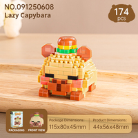 Lot de blocs de construction micro-diamantés Capybara paresseux en gros, 174 pièces, briques miniatures animaux burger, fournisseur en vrac, cadeaux d'anniversaire